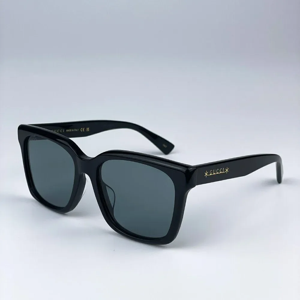 NEW Gucci GG1175SK 002  Black Smoke Grey Square Unisex Sunglasses